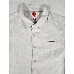 Toes on the Nose Mens XL Silk Cotton Blend Short Sleeve Button Down Shirt Grey